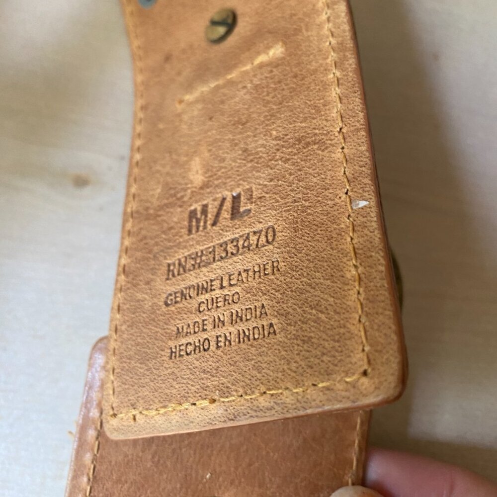 FRYE AND CO. Tan Leather Belt with Gold Buckle - Picture 10 of 11